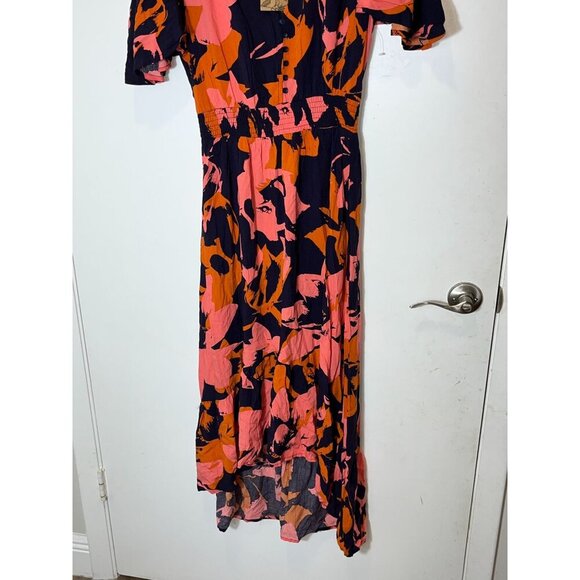 NWT Abel The Label Anthropologie Navy Pink Orange Hi Lo Clare Dress L Large Wome - Picture 4 of 12
